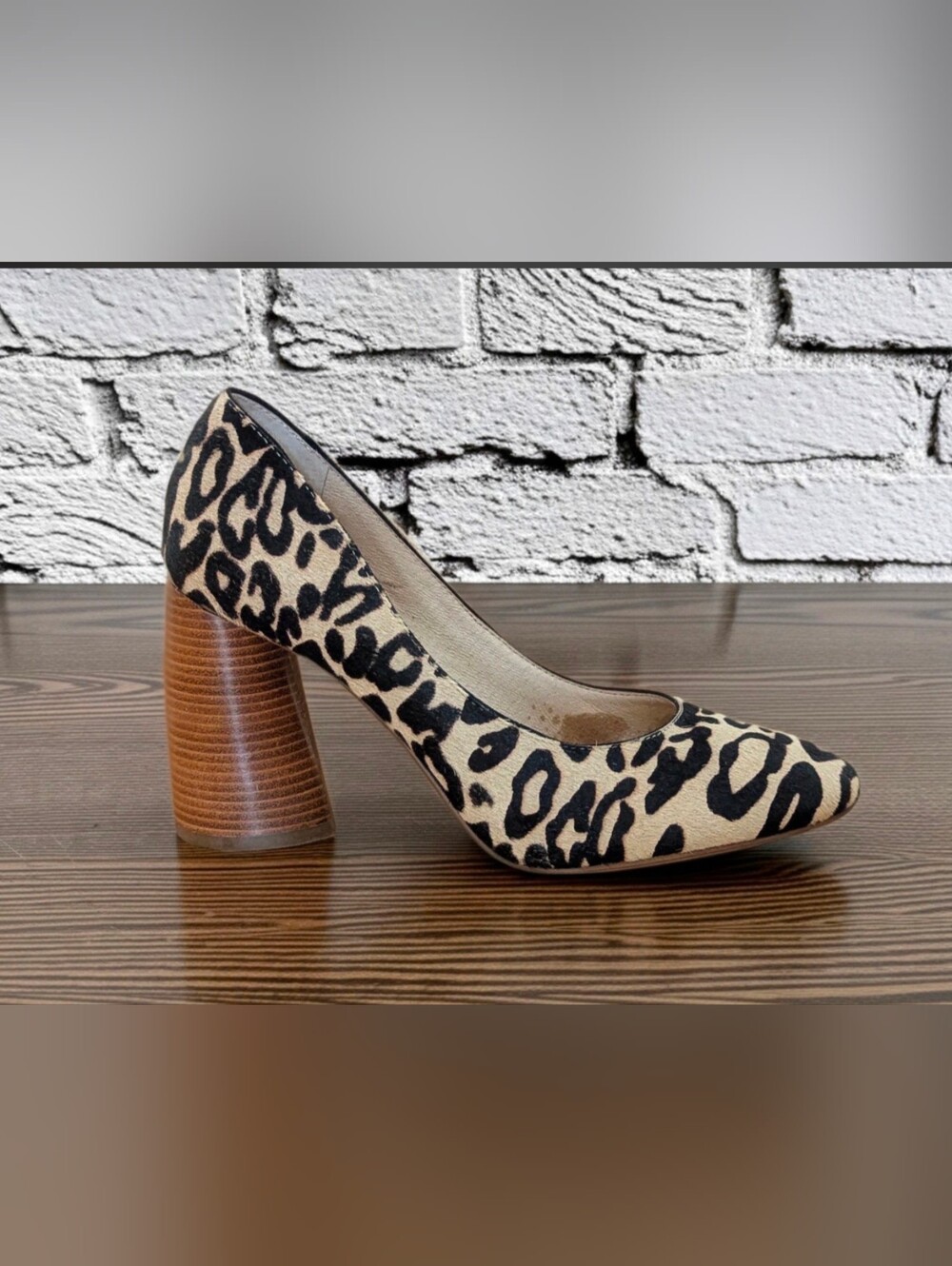 Louise et Cie Leopard Print Calf Hair Block Heel Pumps - Size 7.5M (39 EU)